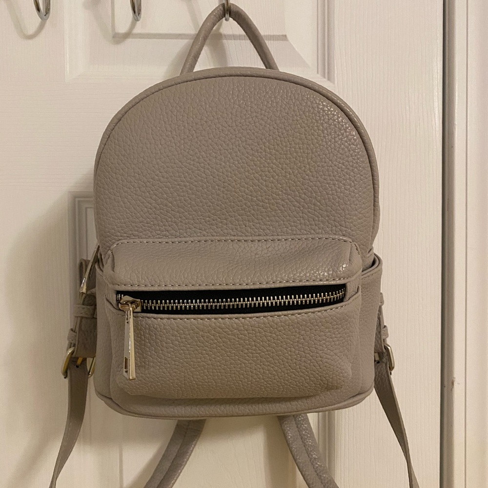 Mini taupe leather backpack